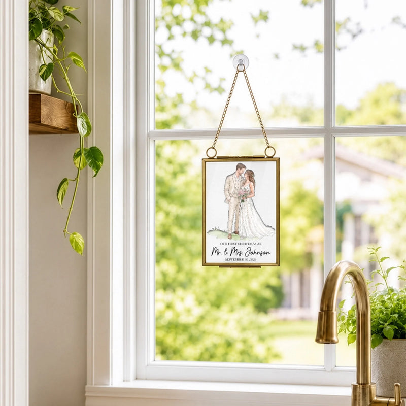 Custom Photo First Christmas Gifts for Newlyweds - Personalized Frame Ornament - Christmas Joy
