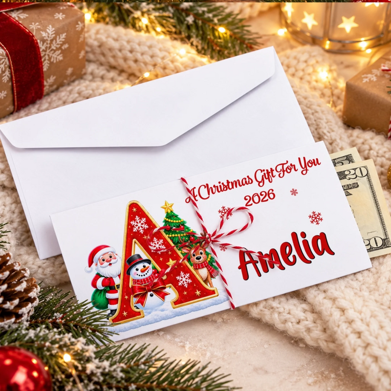 Custom Name Christmas Cash Gift Envelopes - Personalized Money Envelop - Little Holiday Cheer