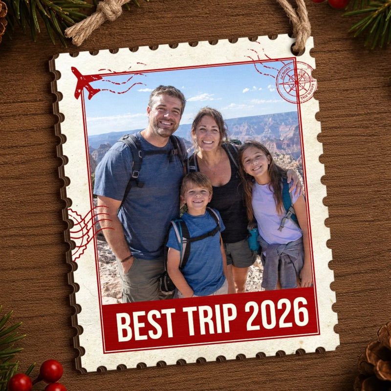 Custom Photo Family Travel Gifts - Personalized Wood Ornament - Making Memories Everywhere