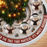 Custom Name Snowman Family Christmas Decor - Personalized Christmas Tree Skirt - Warmest Wishes