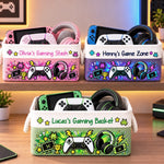 Custom Name Gaming Gear Gifts for Gamers - Personalized Storage Basket - Born To Press Start