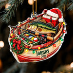 Custom Name Fishing Christmas Gifts for Anglers - Personalized Acrylic Ornament - Santa Can Wait I’m Fishing