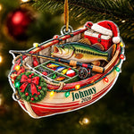 Custom Name Fishing Christmas Gifts for Anglers - Personalized Acrylic Ornament - Santa Can Wait I’m Fishing
