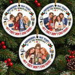 Funny Workplace Friendship Christmas Gifts for Coworkers - Personalized Photo Ceramic Ornament - Work Hard Laugh Harder