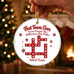 Custom Name Team Christmas Gifts for Coworkers - Personalized Scrabble Ceramic Ornament - Same Desk Different Stories
