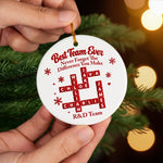 Custom Name Team Christmas Gifts for Coworkers - Personalized Scrabble Ceramic Ornament - Same Desk Different Stories