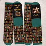 Custom Name Funny Book Lover Gifts - Personalized Crew Socks - I'm Reading