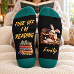 Custom Name Funny Book Lover Gifts - Personalized Crew Socks - I'm Reading