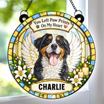 Custom Name Memorial Dog Gifts - Personalized Window Hanging Suncatcher - Paw Prints