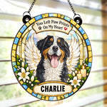 Custom Name Memorial Dog Gifts - Personalized Window Hanging Suncatcher - Paw Prints