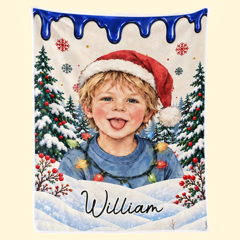 Custom Photo Name Christmas Gifts for Kids - Personalized Blanket - Keep Christmas Merry