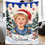 Custom Photo Name Christmas Gifts for Kids - Personalized Blanket - Keep Christmas Merry