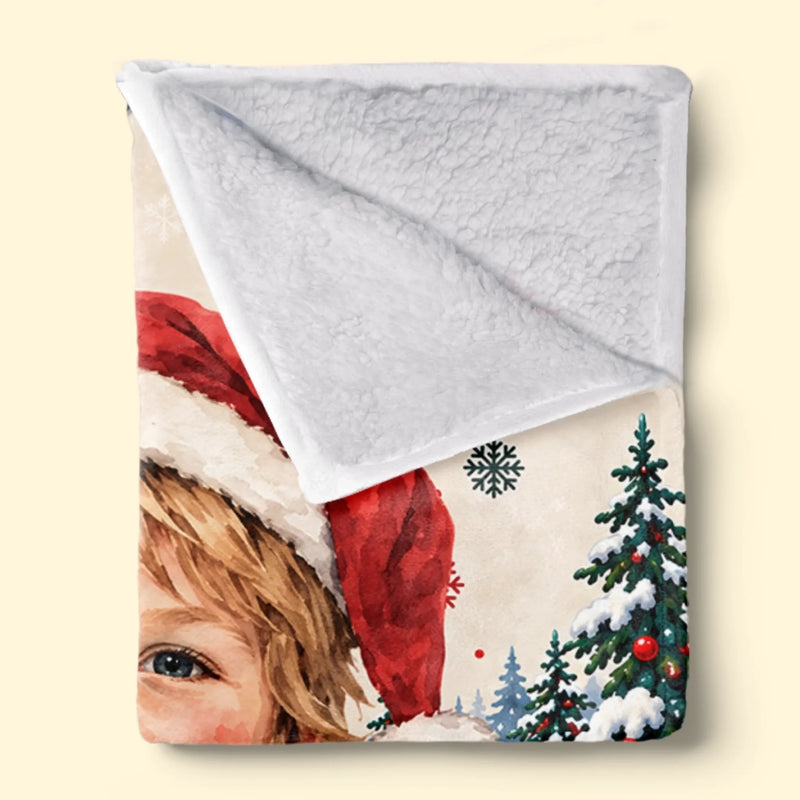 Custom Photo Name Christmas Gifts for Kids - Personalized Blanket - Keep Christmas Merry