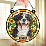Custom Name Bernese Mountain Dog Gifts - Personalized Window Hanging Suncatcher - On My Heart