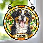 Custom Name Bernese Mountain Dog Gifts - Personalized Window Hanging Suncatcher - On My Heart