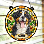 Custom Name Bernese Mountain Dog Gifts - Personalized Window Hanging Suncatcher - On My Heart