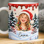 Custom Photo Name Christmas Gifts For Kids - Personalized Mug - Merry And Bright