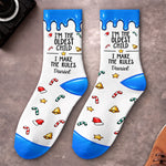 Custom Name Christmas Gifts for Siblings - Personalized Tube Socks - The Rules