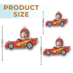 Custom Name Christmas Race Car Gifts for Kids - Personalized Photo Acrylic Ornament - Jingle All The Way