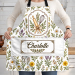 Custom Name Floral Baking Gifts for Bakers - Personalized Apron With Pocket - Good Things Are Baking