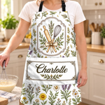 Custom Name Floral Baking Gifts for Bakers - Personalized Apron With Pocket - Good Things Are Baking