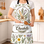 Custom Name Floral Baking Gifts for Bakers - Personalized Apron With Pocket - Good Things Are Baking