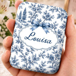 Custom Name Floral Bow Gifts For Women - Personalized LED Compact Makeup Mirror - Floral Selfie