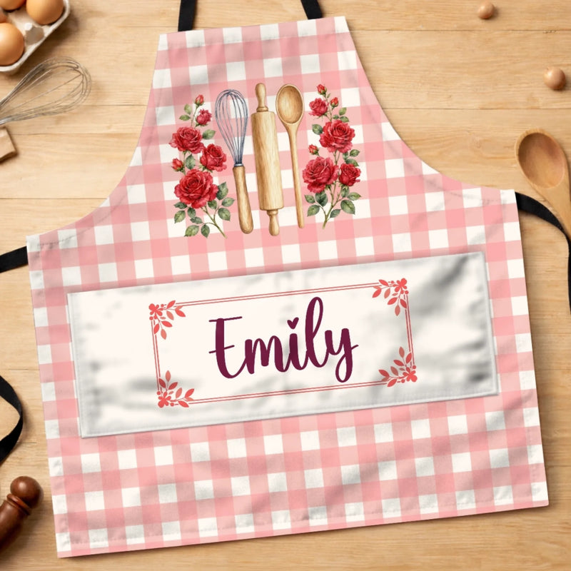 Custom Name Baking Gifts For Women - Personalized Apron With Pocket - Mixing Love Into Every Bite