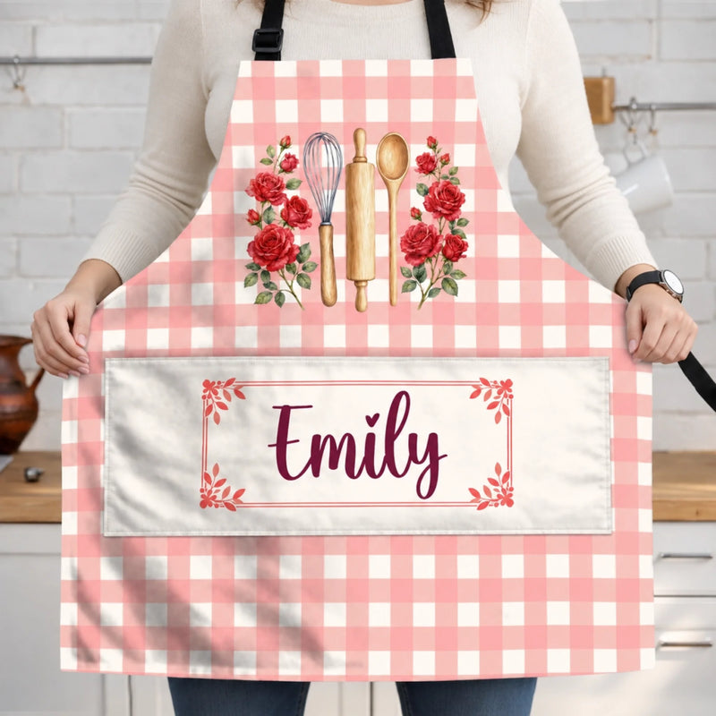 Custom Name Baking Gifts For Women - Personalized Apron With Pocket - Mixing Love Into Every Bite