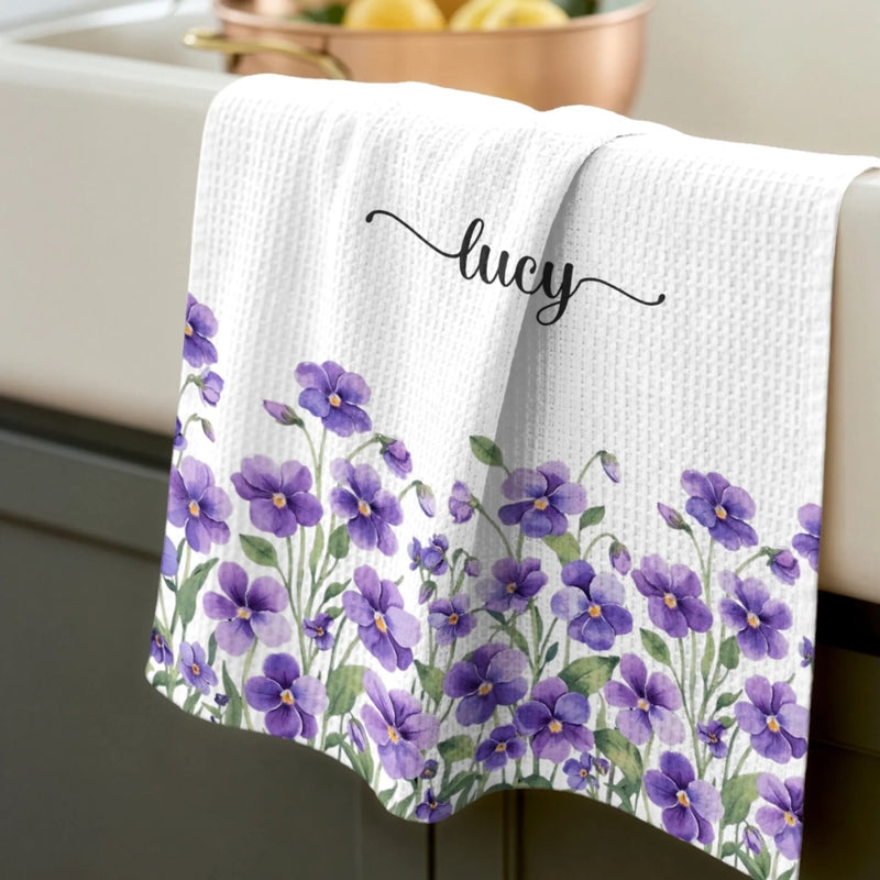 Custom Name Floral Kitchen Decor - Personalized Kitchen Towel - Blooms Of Love