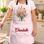 Custom Name Floral Baking Gifts - Personalized Apron With Pocket - Whisking Up Happiness