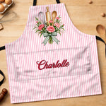 Custom Name Floral Baking Gifts - Personalized Apron With Pocket - Whisking Up Happiness