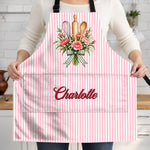 Custom Name Floral Baking Gifts - Personalized Apron With Pocket - Whisking Up Happiness
