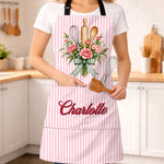 Custom Name Floral Baking Gifts - Personalized Apron With Pocket - Whisking Up Happiness