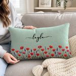 Custom Name Floral Decor - Personalized Woven Pillow - Dreaming In Wild Blooms