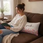 Custom Name Floral Decor - Personalized Woven Pillow - Dreaming In Wild Blooms