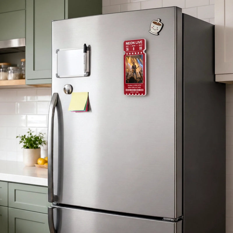 Custom Photo Concert Ticket Gifts for Music Lovers - Personalized Acrylic Fridge Magnet - Heartbeat