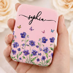Custom Name Floral Gifts for Women - Personalized LED Compact Makeup Mirror - Butterfly Girl
