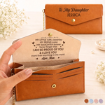 Custom Name Daughter Gifts - Personalized Leather Envelope Wallet - Always My Little Girl