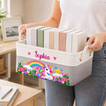 Custom Name Construction Truck Gifts For Kids - Personalized Storage Basket - Roar Into Adventure