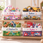 Custom Name Construction Truck Gifts For Kids - Personalized Storage Basket - Roar Into Adventure