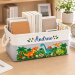 Custom Name Construction Truck Gifts For Kids - Personalized Storage Basket - Roar Into Adventure