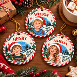 Custom Photo Christmas Keepsakes for Children - Personalized Christmas Ceramic Ornament - Christmas Is Calling