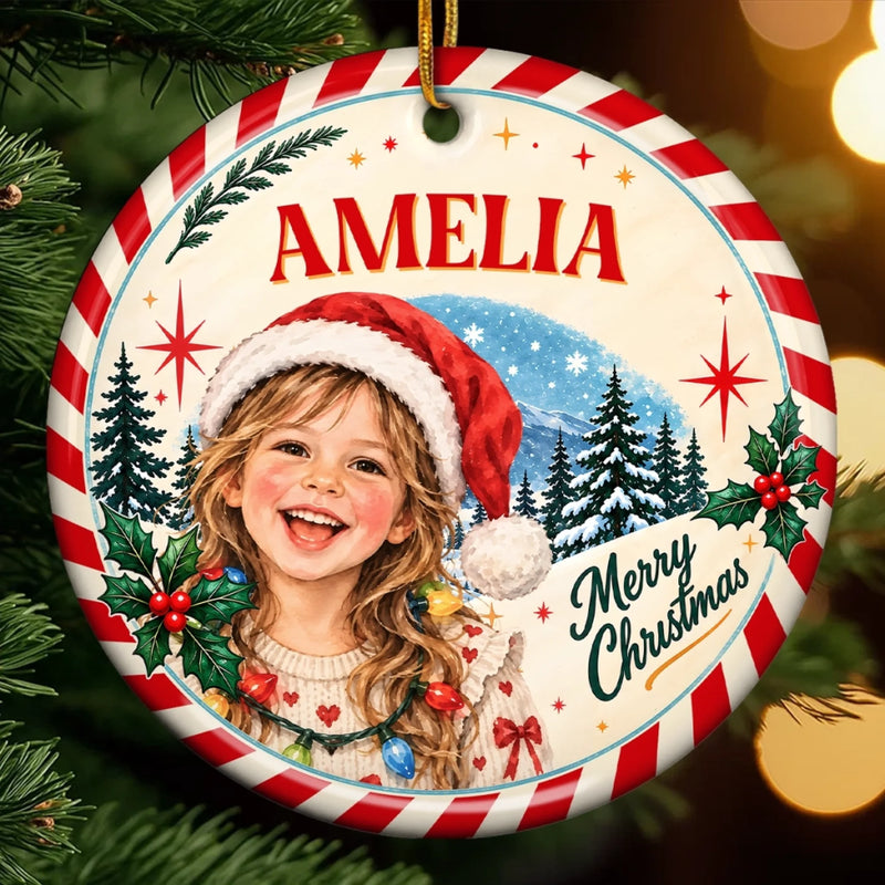 Custom Photo Christmas Keepsakes for Children - Personalized Christmas Ceramic Ornament - Christmas Is Calling