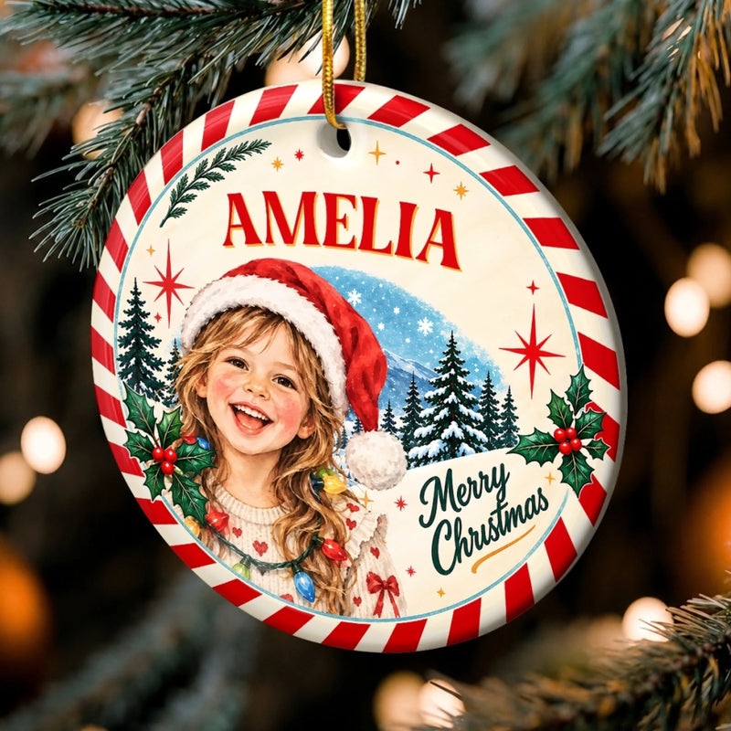 Custom Photo Christmas Keepsakes for Children - Personalized Christmas Ceramic Ornament - Christmas Is Calling