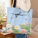Custom Name Floral Butterfly Design - Personalized All-Over Print Tote Bag - A Life In Full Bloom