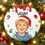 Custom Name Santa Hat Gifts for Children - Personalized Ceramic Ornament