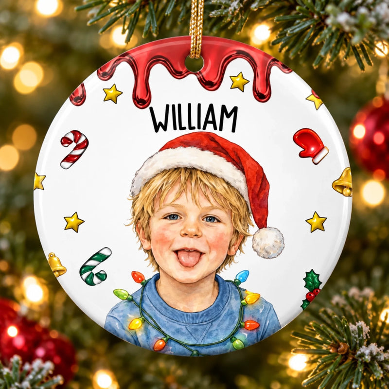 Custom Name Santa Hat Gifts for Children - Personalized Ceramic Ornament