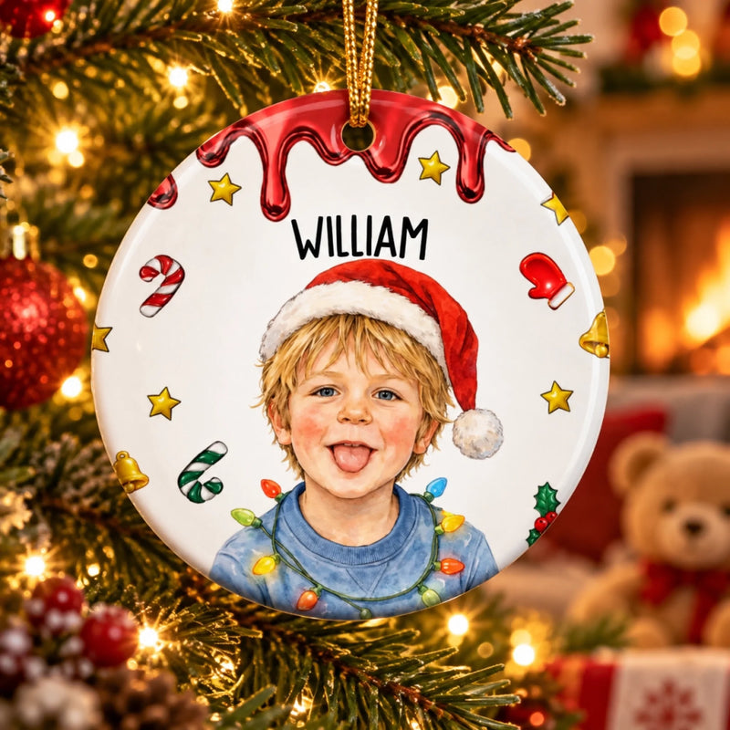 Custom Name Santa Hat Gifts for Children - Personalized Ceramic Ornament