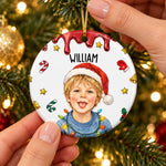 Custom Name Santa Hat Gifts for Children - Personalized Ceramic Ornament